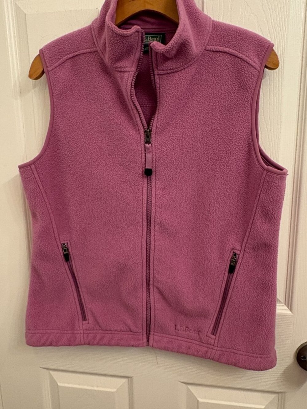 L.L. Bean Magenta Fleece Vest High Collar Full Zip w/Pockets size S